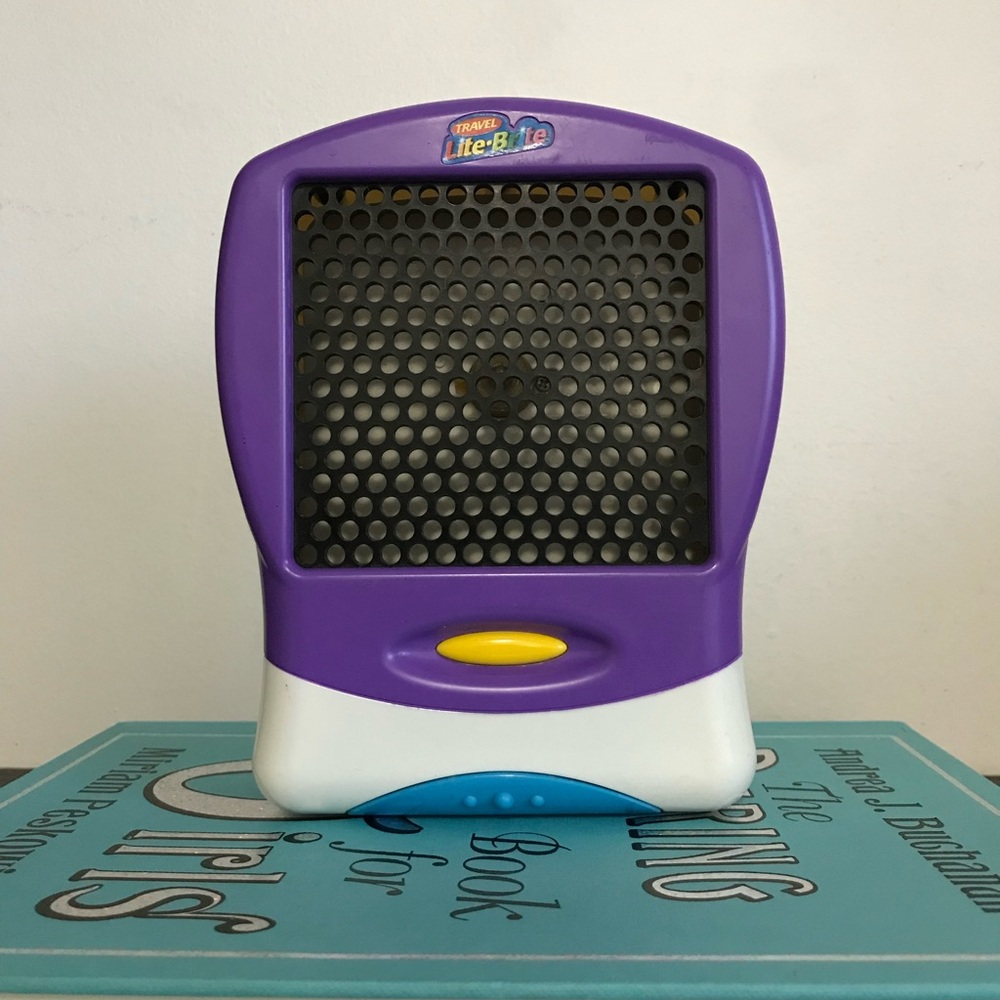 2003 Hasbro Travel Lite Brite in Purple,White and Teal-Handheld Battery Operated